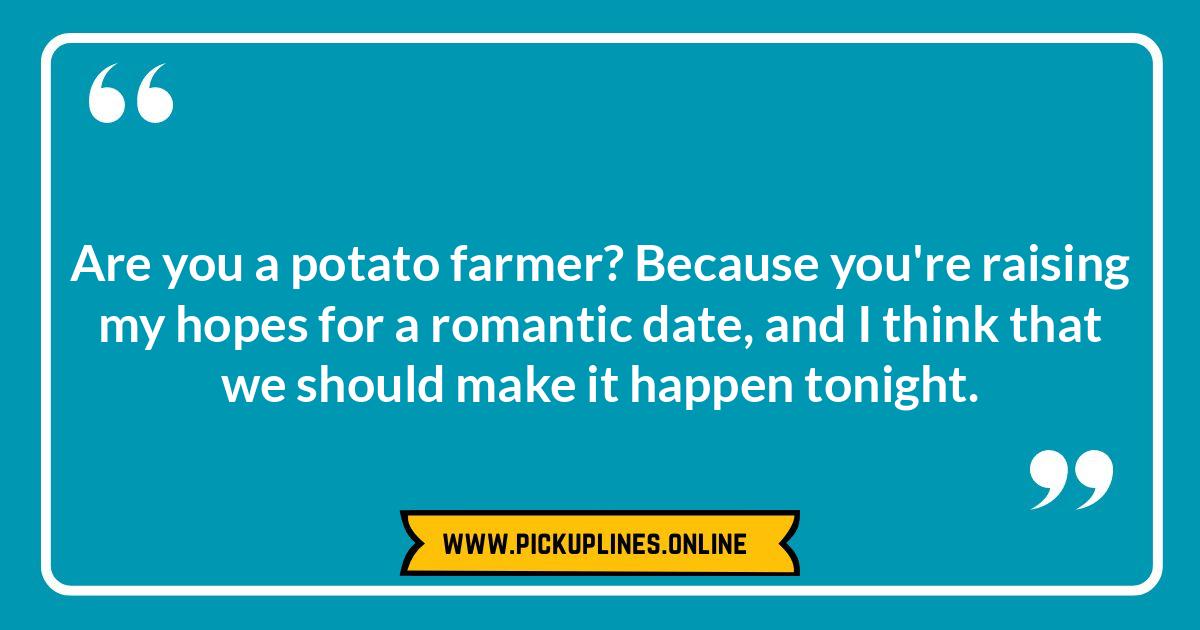 Are You a Baked Potato: Because You're One Hot Dish: Creative Potato Pick Up Lines Funny cheesy potato pick up lines. Illustration showcasing humorous and romantic potato puns for dating and flirting.