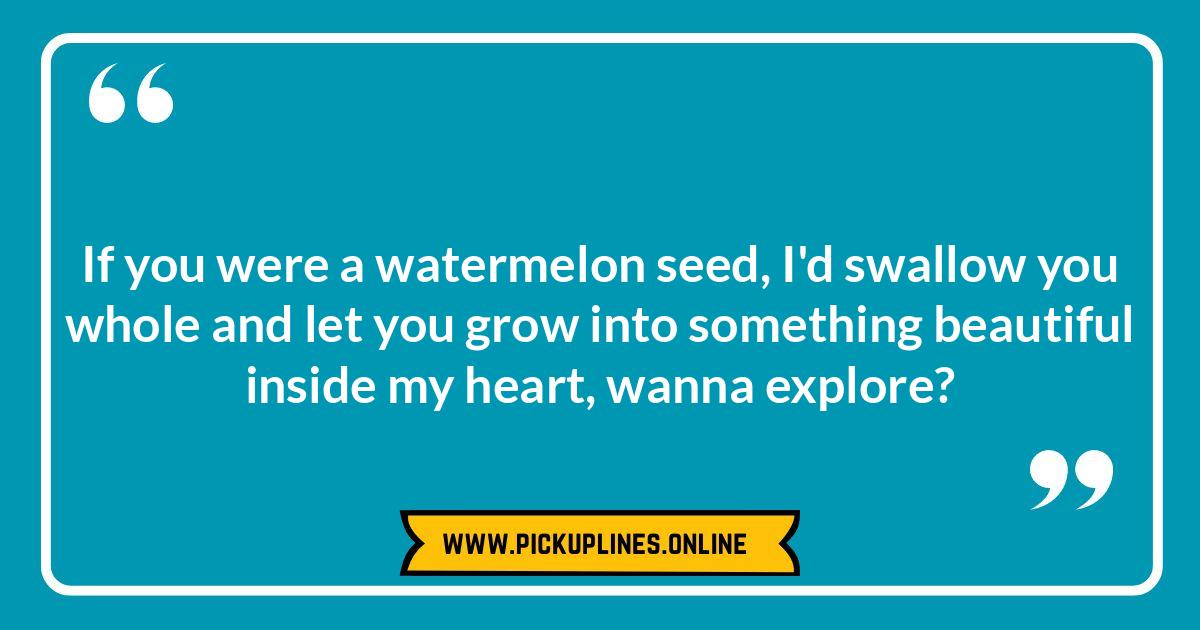 Creative Watermelon Compliments: Sweet and Unexpected Pick Up Lines A juicy slice illustrating funny cheesy watermelon pick up lines. Find ripe puns, sweet compliments, and even risky advances in our article!