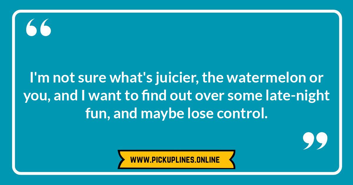 Edgy Watermelon Advances: Risky but Refreshing Pick Up Lines A juicy slice illustrating funny cheesy watermelon pick up lines. Explore ripe puns, witty one-liners, and corny chat-up lines for sweet and unexpected icebreakers.