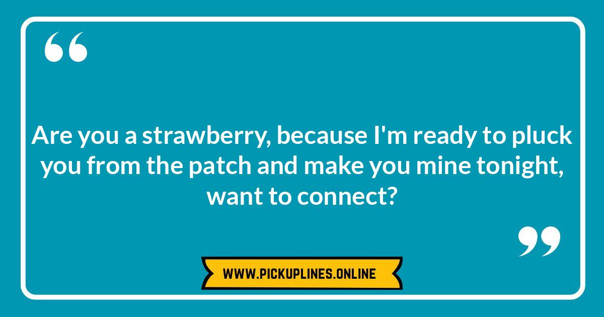 Strawberry Seduction: Edgy and Bold Strawberry Pick Up Lines to Try A smiling strawberry cartoon.Alt text: Funny cheesy strawberry pick up lines for flirting and sweet talk. Find berry good puns and strawberry seduction ideas here!